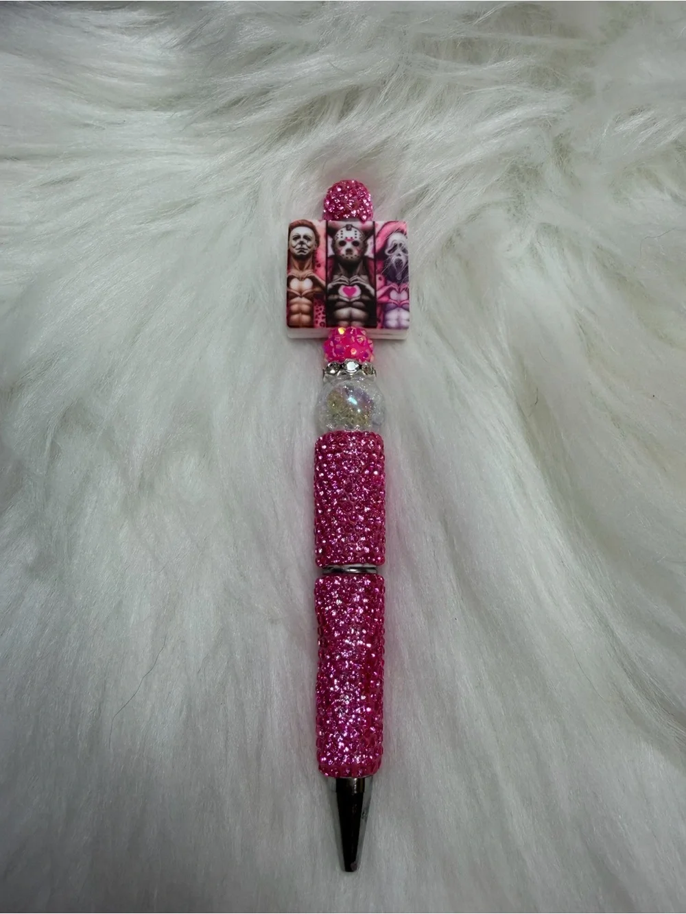 Pink Horror Character Beaded Pen - Unbranded